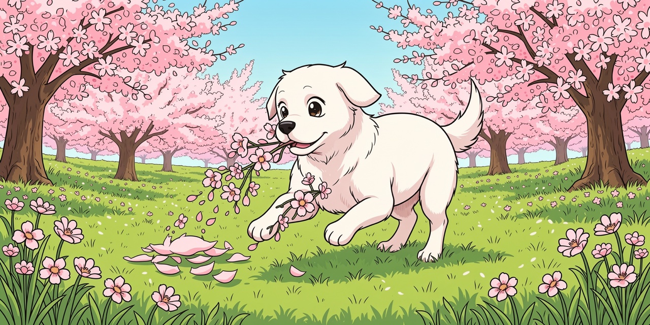 Storybook Anime LoRA v1 cherry blossom dog preview