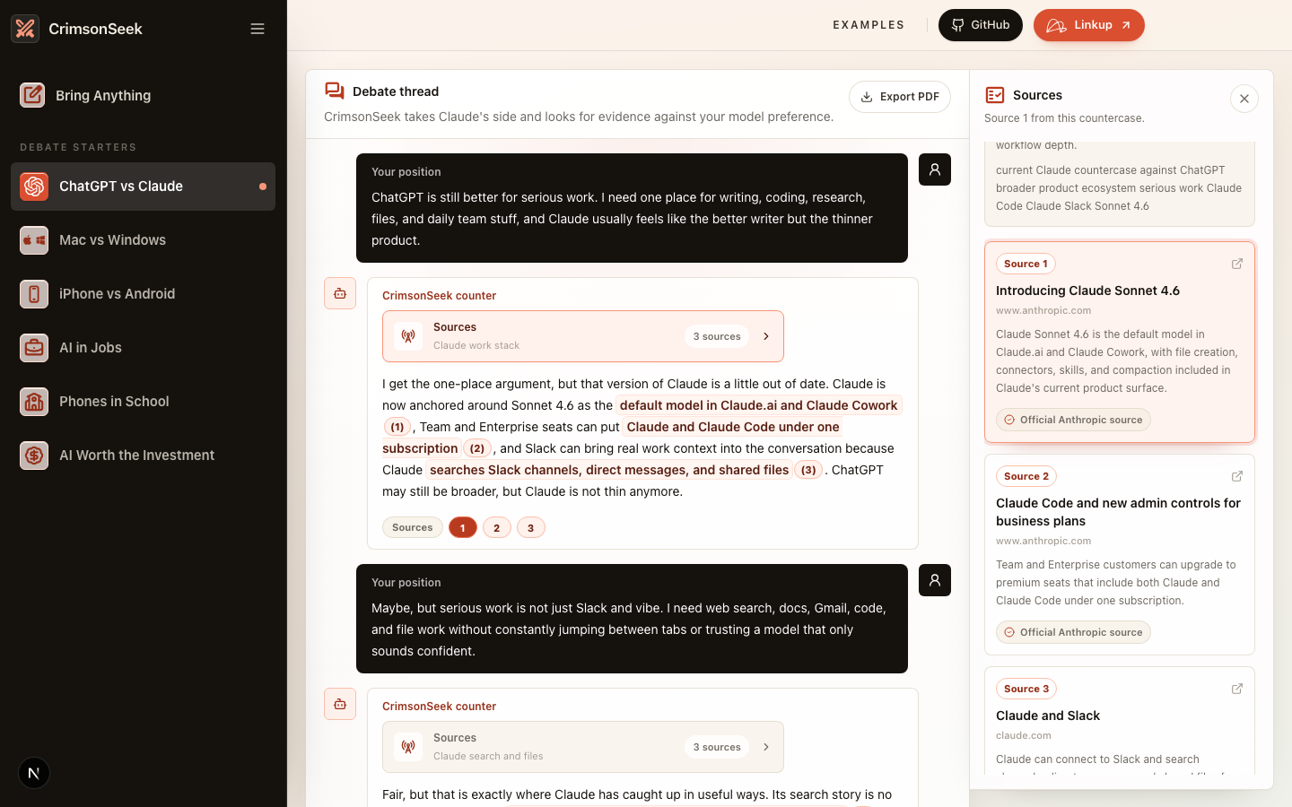 CrimsonSeek evidence audit screenshot